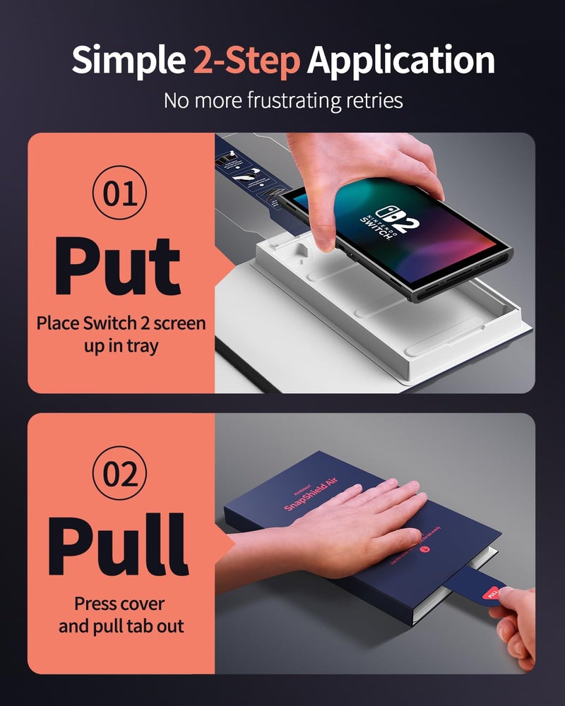 Ambison for Nintendo Switch 2 Screen Protector 2025 [0 Bubbles] Auto Alignment Kit Switch2 Screen Protector Tempered Glass [5X Stronger Durable] Full Coverage Nintendo Switch 2 Accessories, 2 Pack - Image 2